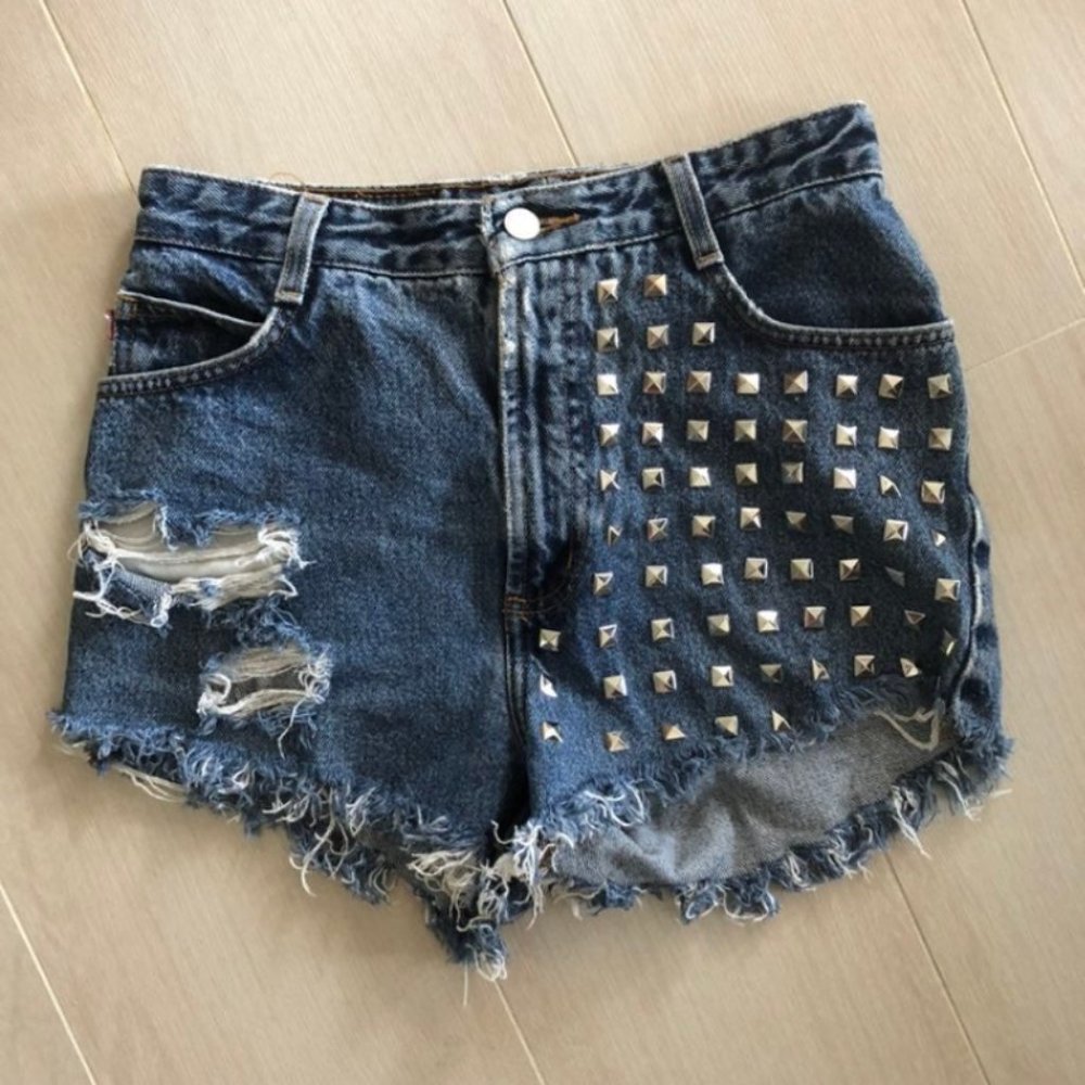 Studded Jean Shorts 26 2